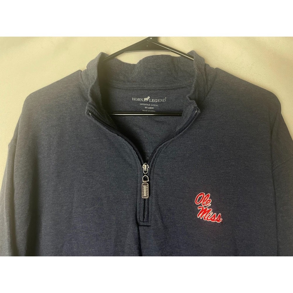 Horn Legend Ole Miss Rebels Men's 1/4 Zip Pullover Blue Size XXL